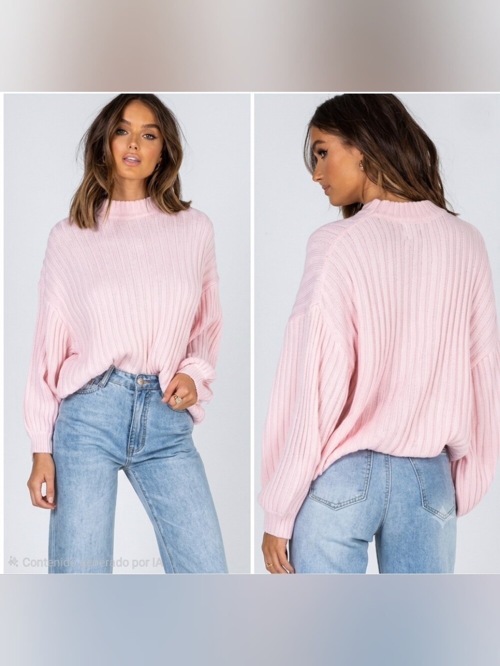 Princess Polly Light Pink Ribbed Mock Neck Sweater Size XS